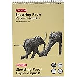 Derwent 2300139 Sketching Paper A4 Portrait, Wirebound Spine, 30 Sheets of Acid Free Paper, 165 gsm (Cover Image May Vary)