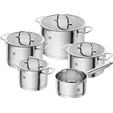 ZWILLING TrueFlow Cookware 5 Pieces, Integrated Strainer, Induction | Pouring Function, Stainless Steel, Glass Lid