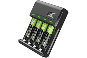 Green Cell VitalCharger Chargeur de Batterie + 4 Piles AAA 800 mAh pour Piles NI-MH AA AAA R6 R03 Mignon avec Micro USB USB-C Système de Charge 4 canaux – Charge à partir de 1 à 4 AA ou AAA, LED
