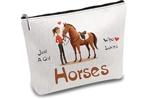 CREATCABIN Borse per il trucco dei cavalli per donne, da viaggio, con chiusura a cerniera, strumento multiuso, astuccio da toilette per il personale, la figlia, 25 x 18 cm