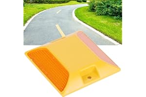 SUNATURE 6 Stück Straßenmarkierung, Doppelt Gelb Kunststoff-Straßenreflektoren Straßenpflaster Auffahrt Markierungsmarkierungen für Geschwindigkeitsschwellen Bürgersteige Fußgängerüberwege Autobahnen Auffahrte