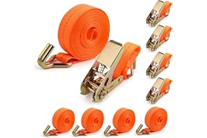 NVIYAM 4 Pièces Sangle a Cliquet, 4M x 25 mm Sangles d'Arrimage avec Tendeur, Sangle Arrimage pour Fixation Moto, Voiture, Porte Vélo, Sangles à Cliquer