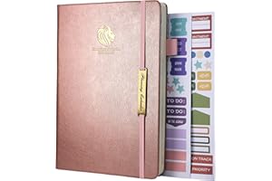 EARNING POWER 2024 Diary Planner, 2024 Diary A5 Page A Day with Monthly Tabs, 350 Page Thick Pages Notebook, Year Daily Calendar Planner, Complete Business Planner, Agenda and Journal Organiser (Rose Gold)