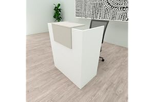 Henor Comptoir Oja. 80x50x107 cm. Bois avec Table intérieure. Idéal pour l’Accueil de Bureau. l’Attention. la Boutique. Le Commerce. Blanc Mat Chêne Stel