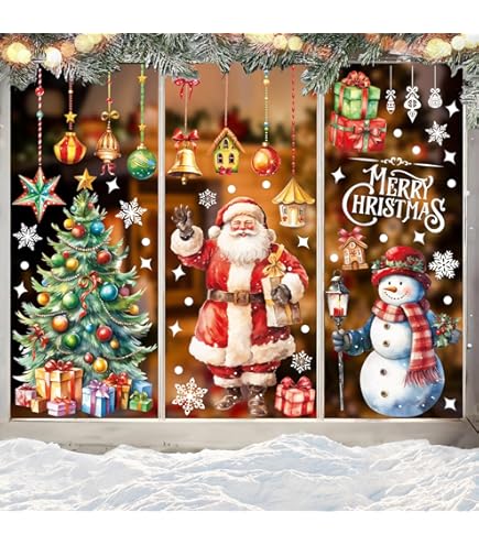 Adesivi Natalizi Per Finestre, 9 Fogli Di Adesivi Babbo Natale E Pupazzo Di Neve Adesivi Statici Tridimensionali Bianchi Riutilizzabili 97367082