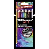 STABILO aquacolor ARTY - Kuru Boya Kalemi - 12'li Paket - &Ccedil;eşitli Renkler