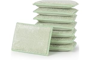 JEBBLAS Spugne assorbenti naturali di bambù spugne per la pulizia della cucina riutilizzabili per lavare i piatti verdi (confezione da 8)