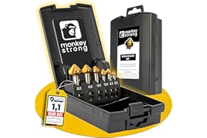 monkeystrong Kegelsenker Set - richtig scharf - 90° Ø 6,3-20,5 mm HSS TiN - Senker und Entgrater für Holz, Metall, Stahl, Kunststoff