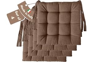 ‎IL TUO ARTIGIANO DESIGN Il Tuo Artigiano Design 4 Stuhlkissen im Set, 40 x 40 cm 6 cm dick, Polsterung aus Schaumstoff und weichem Acryl, Sitzkissen Stuhl 4er Set, Stuhlkissen Outdoor 40x40 (4, Braun)