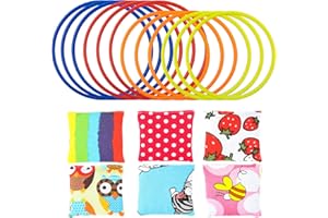 AIDERLOT 24PCS Plastic Toss Rings Toys, Throwing Rings Toss Hoops for Kids, Ring Toss Game Carnival Rings Toss for Indoor Outdoor Sport Games, Party Favor Games (5.8/6.9/7.7/8.6 inch)