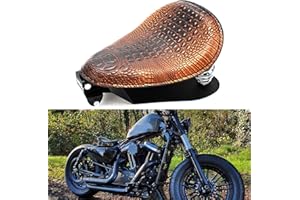 BREDUXSER Motorrad Leder Solo Sitz, Motorrad Sitz Mit Frühling Grundplatte für Bobber Sportster XL1200 883 48 Dyna Softail (Braun)