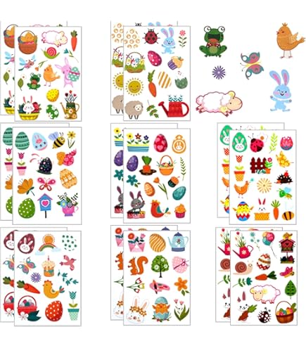 Adesivi Pasqua 500 Pezzi - Uova E Conigli, Decorazioni Festive, Multiuso - Foto 10