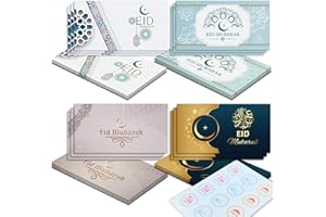 POPMANKO 12 Pack Eid Mubarak Money Envelopes with Eid Mubarak Cards, Eid Money Wallets Money Envelopes for Cash Gifts, Happy Eid Mubarak Cards Multipack for Kids Children, Eid Cards Money Wallet Multipack
