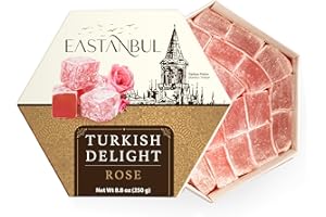 Eastanbul Turkish Delight Rose, 250g, Turkish Delights Candy, Rose Candy, Lokum, Loukoumi, Narnia Gifts, Vegan Gifts, Gluten Free, No Artificial Coloring