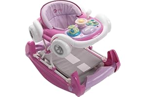 MY CHILD MyChild Coupe 2-in-1 Baby Walker Pink - Activity Centre Baby Walker - Easy compact fold Frame for Storage - 6 Months + Anti Fall Blocks for Extra Safety and 3 Height Adjustment