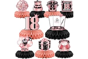 Vezerd 9 Stück Tischdeko 18. Geburtstag Frauen, 18. Geburtstag Deko, Honeycomb Dekorationen 18. Bienenwabe Mittelstück für Achtzehn Jahre Geburtstag Party Zubehör Tischdekoration