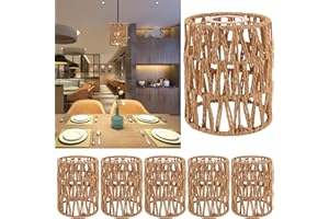 AKOLAFE 6 Stück Lampenschirm Hängelampe Boho 12x12x15cm Lampenschirm Rattan Papierlampenschirm Ersatzschirm Zubehör für Stehlampe, Tischlampe, Pendelleuchten, Hängelampenschirme