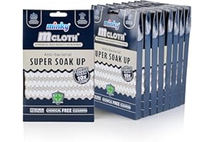 Minky M Cloth Super Soak Up - Multipack Microfibre Cloths, Pack of 9, Ultra Absorbent, Powerful Water Absorbing Anti-bacterial Cleaning Microfibre Cloth, Multiuse Duster, Quick Dry (Grey)