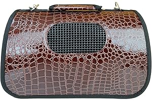 BPS BUENA PET SHOP BPS (R) Portador Transportín Bolsa Bolso de Cuero Artificial, Imitación Piel de Cocodrilo para Perro, Gato, Mascotas, Animales,Tres Tamaño S/M/L 51x26x29cm BPS-2127MA (Marrón, L)