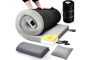 Willpo Memory Foam Camping Mattress Portable Sleeping Pad Floor Guest Bed Lightweight Outdoor Tent Mattress Removable Waterproof Cover Travel Bag