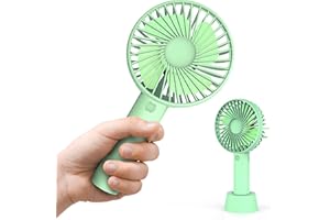 N NEWTOP Mini Ventilatore MF01 e Batteria 2600mAh Ricaricabile Silenzioso Base Tavolo Portatile Fan 3 Velocità Regolabile Cavo per Casa Ufficio Scrivania Viaggio Campeggio Mare Piscina (Verde)