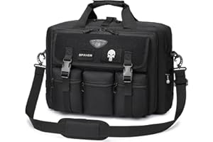 SPAHER Teczka Męska Torba na Laptopa 17,3 Cala Torba do Pracy Biznesowa Taktyczna Wodoodporny Komputer Biurowy Torba Wojskowa Męska Messenger Bag dla Mężczyzn z Regulowanym Paskiem