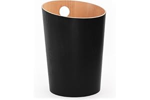 Kazai.® Cestino da Ufficio Design 'Bennet' | Bidone Unico per Ufficio, Camera da Letto, Camera dei Bambini e Altro | Secchio Spazzatura in Impiallacciatura di Legno Vero | Nero