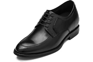 CALTO Osynliga höjdökande hisskor för män – premium läder snörning rund tå formell Derby Oxfords – 7,1 cm högre