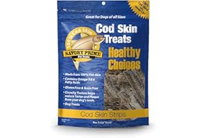 Savory Prime Cod Skin Fish Strips All Natural Hypoallergenic Pet Dog Treats 4oz