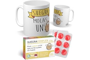 MUNDOHUEVO Pack Suegra Mola un Huevo + Caramelos SUEGRACOMPLEX | Regalo Original y Divertido para Suegras | Detalle Especial para Cumpleaños, Día de la Madre Política y Navidad