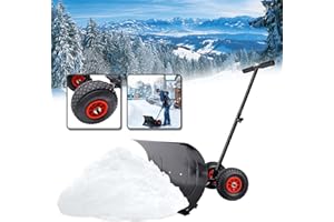 LARS360 Pala da neve con ruote, regolabile in altezza in 5 posizioni, per spalare e rimuovere foglie, antiscivolo, facile da usare, adatto per giardini, terrazze e strade