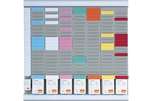 ‎NOBO Nobo T-Karten Büro Planungsset, Wandmontage, Haftnotizen Set mit 7 Spalten & 24 Slots, Größe 2, inkl. T-Karten bunt & Indexspalte 2911080