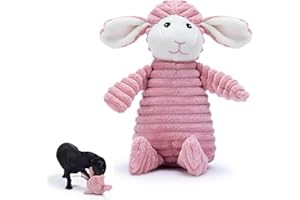 Zappi Co Juguete de Peluche para Perro en Forma de Cordero Rosa con chirriador: diseño Suave y Duradero, Acanalado para Mayor diversión. Ideal para Perros pequeños y medianos.