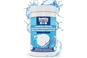 BlueViking Chlortabletten für Pool 5 in 1 - Hochwirksame Multitabs Pool 20g im 1kg Eimer - Chlor Pool Tabletten in EU Premium-Qualität - Einfache, Sichere und Effiziente Poolpflege