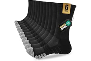 Niorasen 6 Pairs Mens Sports Socks, Combed Cotton Mens Work Socks with Cushioned Bottom, Outdoor Crew Athletic Sock for Hiking, Walking, Running, Cycling