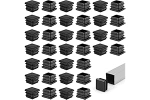 BRELET Tappo Quadrato.Tappi Quadrati per Sedie.Neri Tappi Terminale Antiscivolo in Plastica per Tubo,Cuscinetti per Inserti Tubi.Per Gambe di Tavoli e Sedie,Mobili,Protezione Pavimenti(36Pezzi, 20x20mm)