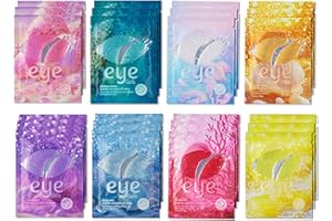 ‎SHEFAVE Shefave Meeres Augenmaske, 24 Paar- 8 Typen Eye Pads mit Natürlichen Meereskollagen, Glänzend Collagen Augenpads Hyaluron für Geschwollene Augen, Gegen Falten, Tränensäcke, Puffiness