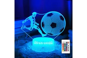 Yulado Fussball Geschenke Jungen Kinder Mädchen, 3D Nachtlicht Optische Täuschungs Deko lampe mit 16 Farben Ändern und Fernbedienung, Fußball Geburtstag Weihnachtsidee für Jungen Mädchen