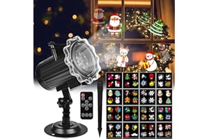 GRCFBQ Christmas Projector Lights - 2025 Upgraded 16 HD Slides LED Christmas Projector Lights with Remote Control, IP65 Waterproof Xmas Light for Indoor & Outdoor Xmas, Christmas, New Year