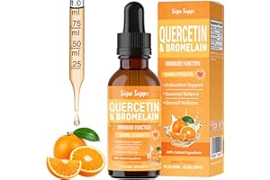 SUPA-SUPPS Quercetin Liquid Drops 60ml - High Strength 500mg Per Serving Bromelain Drops - Antioxidant Quercetin Supplement for Absorption - Fast Absorbing Polyphenol Querctin Complex - Orange Flavour
