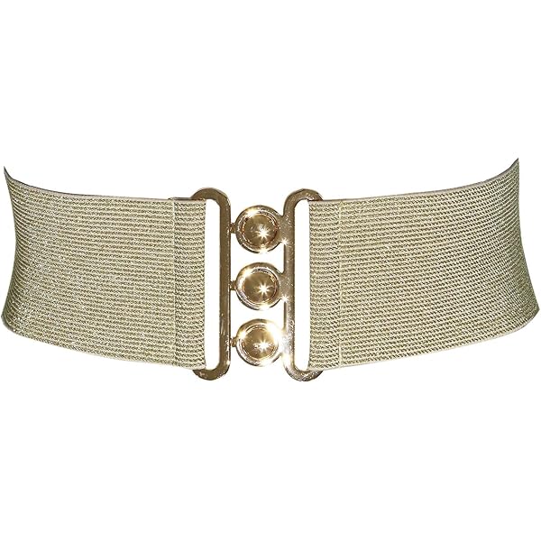 Cobee Brede rekbare riemen voor dames, elastische riem, vintage, modieus, retro, verstelbaar, met gesp voor jurken, bruin, één maat