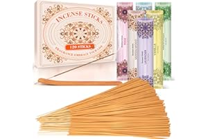 SCENTORINI Encens - Assortiments de Nombreux Parfums, Encens Lavande, Encens Rose, Encens Bois de Santal, Encens Forêt Tropicale, Encens Ambre Musc avec Support de Bâtons d'Encens