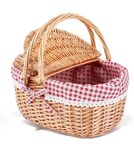 Cesto Per Pesce In Vimini | Cestino Con Coperchio E Cinghie Regolabili | Leggero E Vintage | Ideale Per Pescatori E Picnic All'aria Aperta - Foto 2