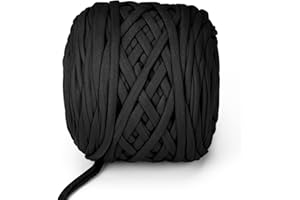 VynyQoo Fettuccia per Borse Uncinetto 105m/300g, Poliestere Filato per Principiante, TShirt Yarn, Filo Uncinetto all'uncinetto, Cestino, DIY Decorazioni Casa(nero)