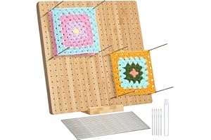 PQKL-party crochet blocking board and pins 11 inch, 20 steel needles, 5 knitting tacks, blocking board holder, square blocking board craft knitting tool gift for granny members