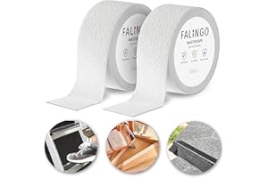 FALINGO Ruban adhésif antidérapant, 2 rouleaux 5 cm x 5 m, ruban adhésif de sécurité antidérapant en PVC, autocollant, escaliers, marches, antidérapant à l'intérieur et à l'extérieur (Blanc)