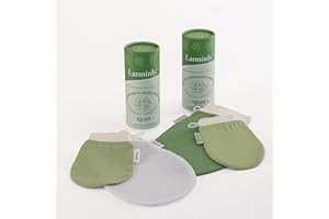 Larminly Guanto Esfoliante Corpo Kessa Hammam – Set 2 Pezzi in Fibra Naturale 150D/120D, Scrub Corpo Anticellulite, Rimozione Cellule Morte, Uomo/Donna, con Busta Impermeabile. Confezione elegante