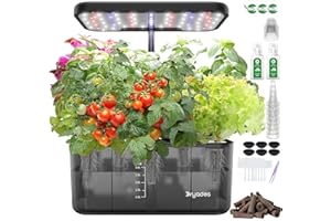 Regalos para mujeres y hombres, sistema de cultivo hidropónico DRYADES con luz LED de crecimiento de espectro completo, 8 cápsulas de jardín interior con recordatorio de escasez de agua, herramientas