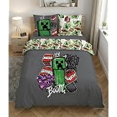 Minecraft Double Duvet Cover 240x220 Metro Art + 2 Pillowcases 63 x 63 | Officially Licensed | Oeko-Tex Quick Dry Microfiber