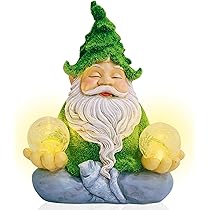 Gnomo Vedente Con Luce Solare Da Giardino - In Resina, Sfera LED | Decorazione Magica - Foto 5